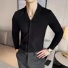 Erkekler Sıradan Gömlekler Uzun kollu Küba Tezgahı Erkekler için İngiliz Tarzı İnce Fit Erkek Elbise Bahar Katı Sosyal Kimya Homme Plus Boyutu 4XL 24416