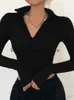 Women's T-Shirt Solid color casual T-shirt womens long sleeved turtle neck malt top sexy and simple style party club 2024 spring/summer new model H240416