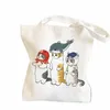 Kawaii Cats Carto Manga Shopper Сумки сумочки Canvas для плеча мешков женщины магазин сумки высокая емкость сумки для пляжа k4h1##