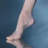 セクシーな靴下花柄のジャクアードタイツ補強股の涙耐性パンストブルーバタフライタトゥー衛生女性セクシーな透明な下着240416