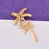 Brooches Fashion Glossy Stainless Steel Coconut Tree Shape Anti-glare Brooch Gold Color Cardigan Buckle Collar Clip Pin Accessories