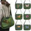 Menger Women's Bag Canvas Butterfly Mönster axelväskor 2023 Skolresor crossbody väska bärbar stor kapacitet handväska z50r#