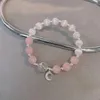 Braccialetti di collegamento Opal Crystal Zircone Moon Bracciale elastico per donne 2024 Banghi di moda coreana Charm Pink Jewelry Girl