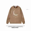 Moletons masculinos Bend Moon letra gráfica moletom de camurça solta de manga longa de manga longa de tamanho de hip hop unissex pullover