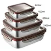 304 Stainless Steel Food Lunch Bento Box Sealed Leakproof Travel Storage Box Household Pickle Box Microwave Heating Lunchboxs 240416