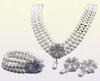 Rhodium Silver Tone Ivorycream Pearl Bruids sieraden Set Bruiloft Ketting Bracelet en oorbellen Sets5762695