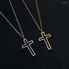 Pendant Necklaces Rinhoo Stainless Steel Necklace For Women Men Long Chain Cross Small Religious Christian Ornament Jewelry Gift