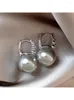 Dangle Earrings Autumn And Winter Vintage Light Luxury Zircon Grey Pearl For Women Fashion Elegant Crystal Jewelry Party Gifts