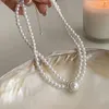 Choker 1pcs coréen élégant imitation perle collier de mariage bijoux de bijoux collier cadeau à deux couches perlé