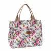 fi Blumendruck Tasche, tragbare Leinwand Lunchtasche, Frauen lässig Handtasche Bento Mama Tasche für Picknick -Reise Q08T##