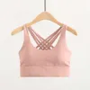 Lijn strappy sport lu opgevulde achterste beha's voor vrouwen medium ondersteuning gym training slijtage push up fiess yoga crop tops brassiere siere citroen gym