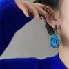 Boucles d'oreilles arrière S925 Silver Blue 2024 Européen et américain exagéré Gradual Elegant Femme