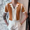 Camisas casuais masculinas Men roupas de verão Manga curta Botão de lapela Tops Tops