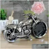 Desk Table Clocks Vintage Creative Gift Locomotive Decor Bicycle Alarm Tabletop Childrens Decorative Model Cycle-Desk Motorcycle C Dhkvw