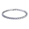 Bracelets de charme 4 mm Cubic Zirconia Bracelet Bracelet Iced Out Chain pour femmes hommes Silver Color CZ Homme bijoux