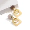 Dangle Earrings AENSOA Korean Contrast Color Acrylic Geometric Square Drop For Women Gold Metal Round Fashion Jewelry