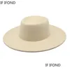 Wide Brim Hats Bucket Classic British Style 95cm Big Fedora Hat For Women Fashion Automne Hiver Feel Robe de mariée Église Cap Jazz Dr Dhqv3