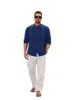 Camicie casual maschile maschile cubano guayabera lino abbottimo camicia manica roll -up per uomo colletto estate in spiaggia chimica homme 240416