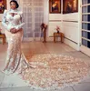 2024 Arabski Aso Ebi Ebi iluzja Size Suknia Mermaid Wedding Koronna luksusowa sukienki ślubne sukienki ZJ022