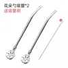 Spoons Lengthening Straw Spoon Household 304 Stainless Steel Milk Tea Mixing Filter One Dual-use Environmental Crude Metal