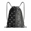 Aangepaste coole Paisley Bandana -stijl Drawstring Tassen Dames Men Lichtgewicht Sport Gym Opslag Backpack G4FI#