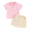 Ensembles de vêtements Beqeuewll Toddler Girls Boys Shorts Short Butte Button Bouton vers le haut et la couleur unie pendant 1 à 5 ans