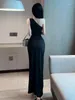 Casual Dresses WOMENGAGA Sexy Spicy Girl One Shoulder Slim Hollow Out High Split Dress Elegant Fashion Sweet Robe 2024 Tops V8YD