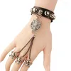 Link Bracelets Personalized Fashion Jewelry Gothic Skull Wolf Bracelet Creative Leather Finger Ring One