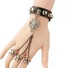 Bracelets de liaison bijoux de mode personnalisés Gothic Skull Wolf Bracelet Creative Leather Dinger Ring One