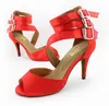 Dance Shoes Red Satin Soft Outsole High-heeled 8.5cm 10cm Latin Women's Ballroom Dancing Party Wedding