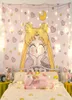 Cartoon Sailor Moon tryckt anime tapestry flicka sovsal rum dekor vägg hängande tapiz rosa tapestries 2106086671564