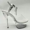 Dance Shoes LAIJIANJINXIA 15CM/6inches PVC Upper Model Sexy Exotic High Heel Platform Party Women Sandals Pole H158