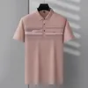 Polo pour hommes imprimés de mode luxueux légers Silk de glace d'été à manches courtes confortable et t-shirt décontracté 240409