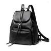 Schulbeutel Ästhetische Tasche echter Leder -Rucksack Frauen Korean Edition Trendy Freizeitreise Cowhide weich