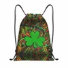 Custom Irish Shamrock Draw String -Tasche für Shop Yoga Rucksäcke Frauen Männer St. Patricks Day Sports Gym Sackpack 29Hy##