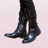 Новый дизайн Fashion Tide Mid Half Boots для мужчин кружек с Buckle Motorcycle Boot Man одеванием кожи ковбоя PU Martin Boot S2741092