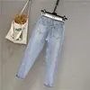 Jeans para mujeres 2024 Mujer de otoño Pantalones Vintage Harem Femenino Damas Altas Damas Longitud de vaquero de vaquero G28
