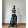 Röcke Frauen Denim Rock Y2K Emo 2000er Kleidung Lang Harajuku Koreanisch 90er Jahre Mode Vintage Gradient A-Line Jean Grunge