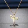 Pendant Necklaces Stainless Steel Big Winged Dragonfly Pendants Chain Choker Jewellery Fashion Necklace For Women Jewelry Wedding Gifts