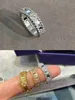 Ring de créateur de mode de luxe et bracelet de trèfle à quatre feuilles ensemble en acier titane - or rose doré et argent