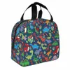 rex Dinosaur Fantasy Pattern Insulated Lunch Bags Large Meal Ctainer Cooler Bag Lunch Box Tote Office Travel Food Bag B601#