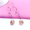 Boucles d'oreilles en peluche 585 Purple Gold plaqué 14K Rose Copper Coin Wavy Long pour femmes Fashion Chinois Style Eorel Market Bijoux