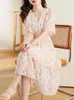 Vestidos de festa Floral Chiffon Chiff Ruffled Ruffled Casual Beach Dress for Women Summer Short Manga Prom Robe 2024 Coreano Elegante Midi