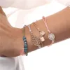 Schmuck einfache Frauen Wachsfaden reine handgewebte Armband Set Legierblatt Seil