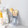 Storage Boxes 3 Holes Transparent Acrylic Makeup Brush Tool Box Case Make-up Holder Table Organizer