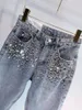 Jeans femminile femminile 2024 autunno ladies europeo di moda europeo diamanti rhinestone casual pantaloni in stile lusso streetwear