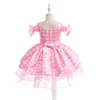 Film Pink Plaid Baby Girls Robe Cosplay Costume Kids Halloween Princess Birthday Robe For Girl Carnival Party Cabille 2-10 ans 240407