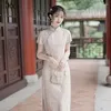 민족 의류 yourqipao 2024 중국 스타일 개선 된 Cheongam Women Summer Qipao Evening Dress Long