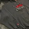 JNCO Y2Kスタイルジップアップフーディーズ男性刺繍ヒップホップ特大スウェットシャツ女性カジュアルレトロレトロレトロ服ハラジュクストリートウェア240410