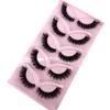 False Eyelashes 5 Pairs Cat Eye Lashes Natural Realistic Messy 3D Mink Fluffy Winged End Elongated Cilios Makeup Tool